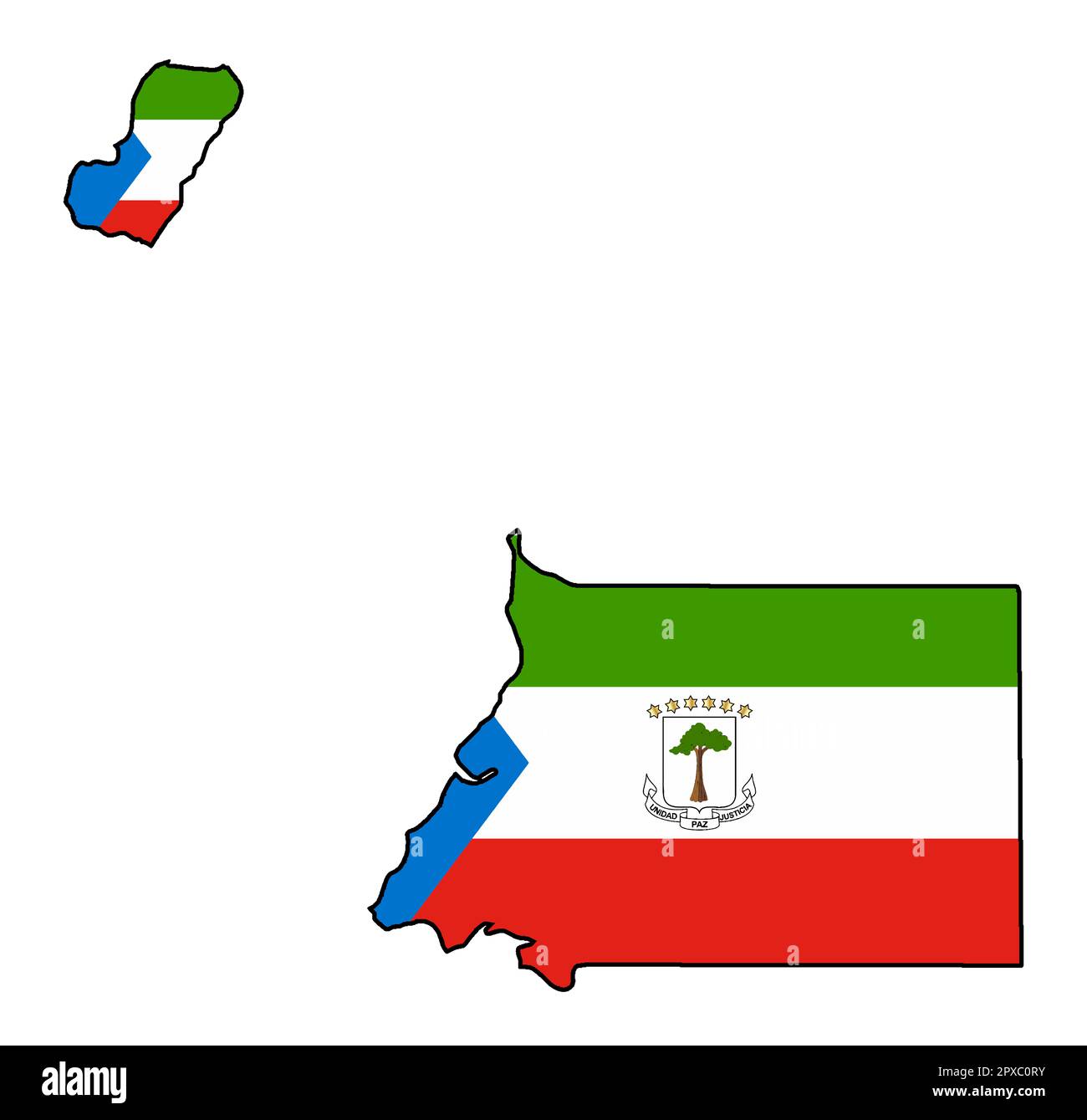 Guinea Equatoriale contorno della mappa della bandiera Foto Stock