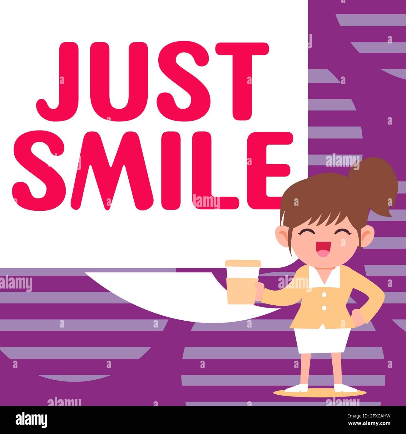 Scrittura che mostra il testo appena Smile, vetrina di affari presuppongono un'espressione facciale che indica il piacere o il divertimento Foto Stock