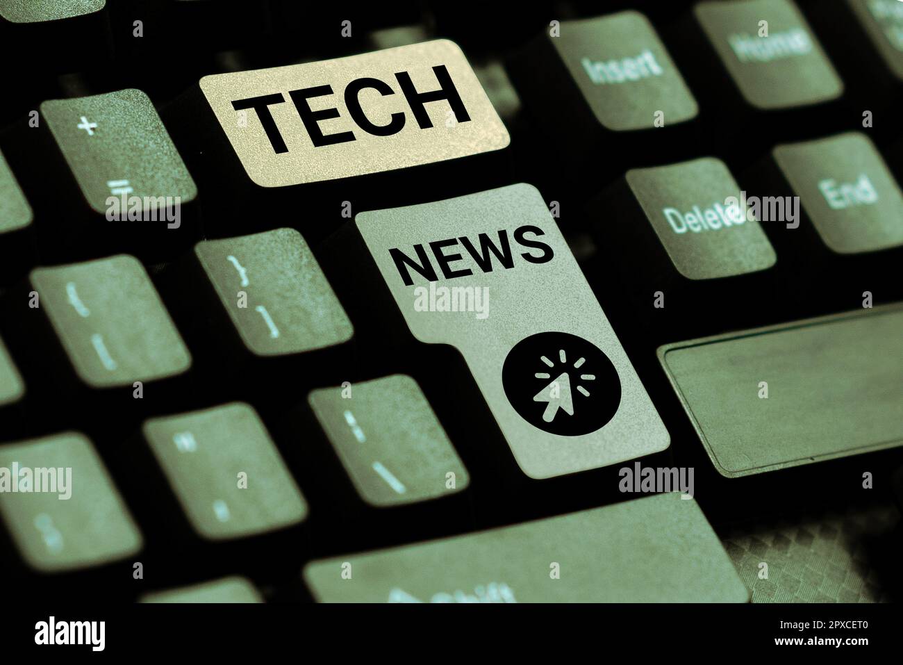 Didascalia di testo che presenta Tech News, Word per le informazioni appena ricevute o importanti sulla tecnologia Foto Stock