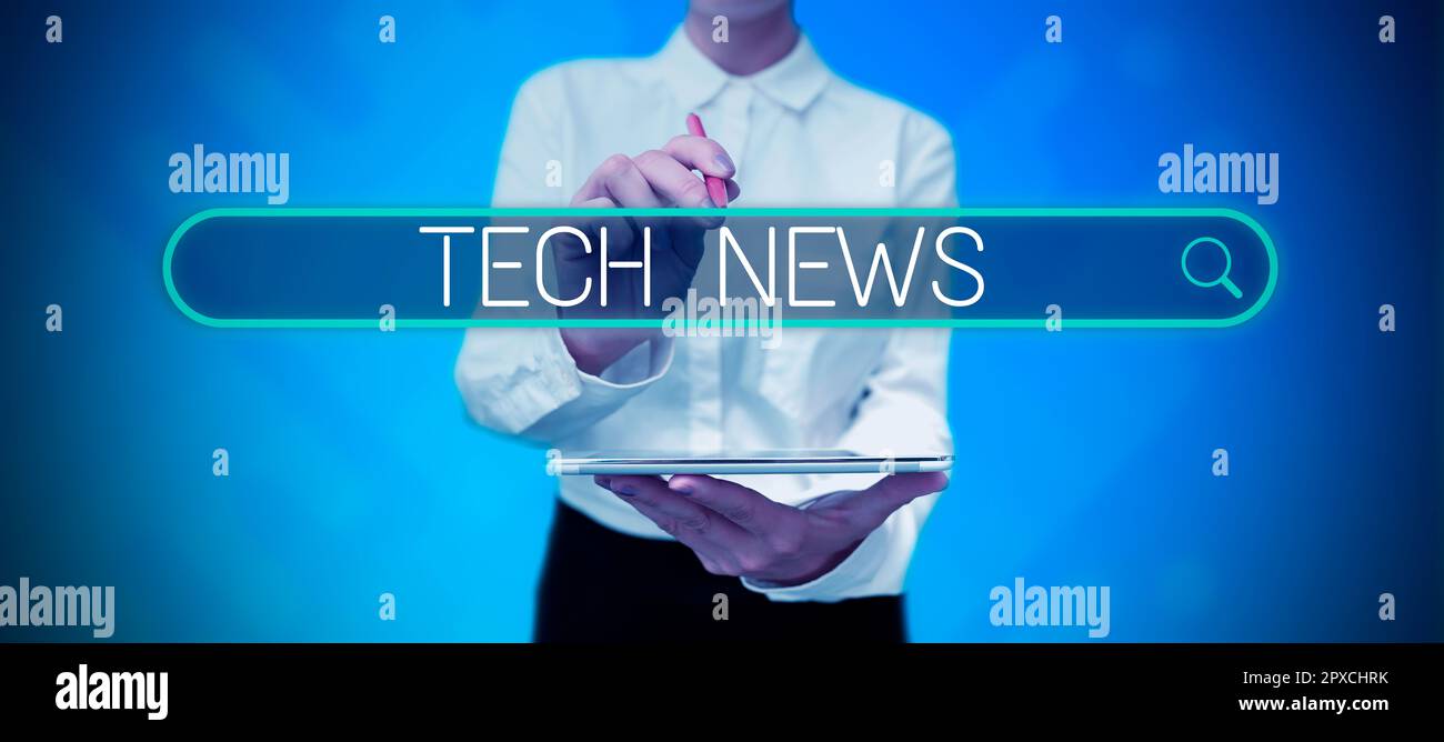 Visualizzazione concettuale Tech News, concetto Internet appena ricevuto o informazioni importanti sulla tecnologia Foto Stock