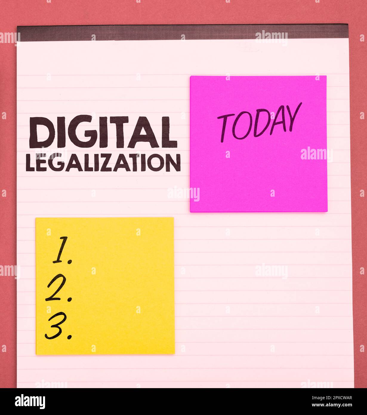 Scrittura a mano testo legalizzazione digitale, parola per accompagnata da tecnologia o da pratica istruttiva Foto Stock
