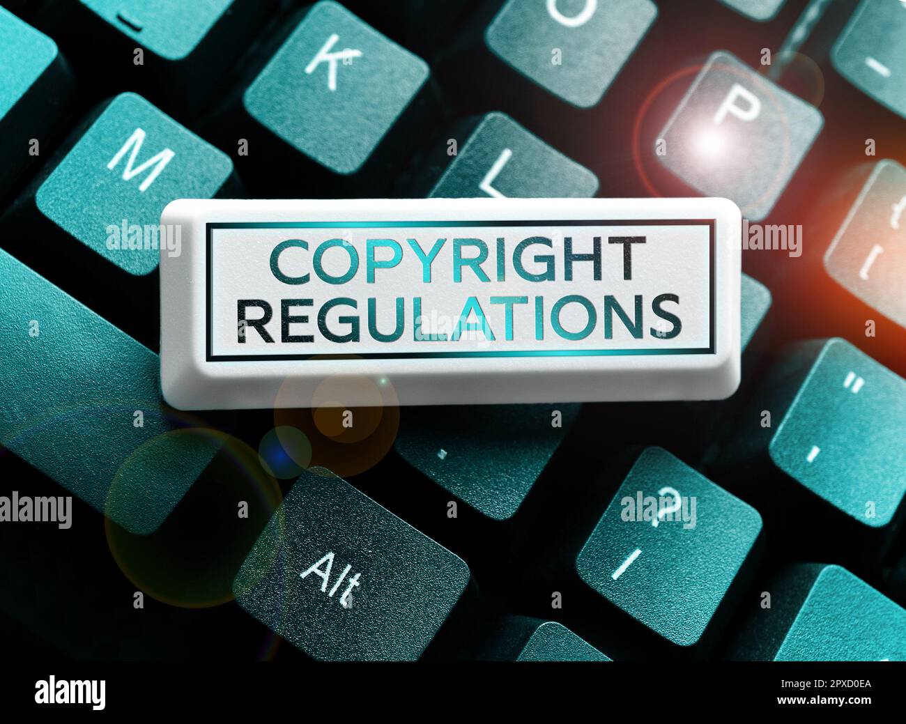 Segno di testo che mostra il Copyright Regulations, Parola per corpo di legge che governa le opere originali di authorship Foto Stock