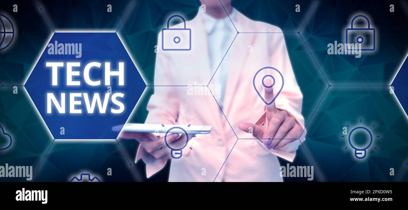 Didascalia concettuale Notizie tecniche, foto concettuale appena ricevute o informazioni importanti sulla tecnologia Foto Stock
