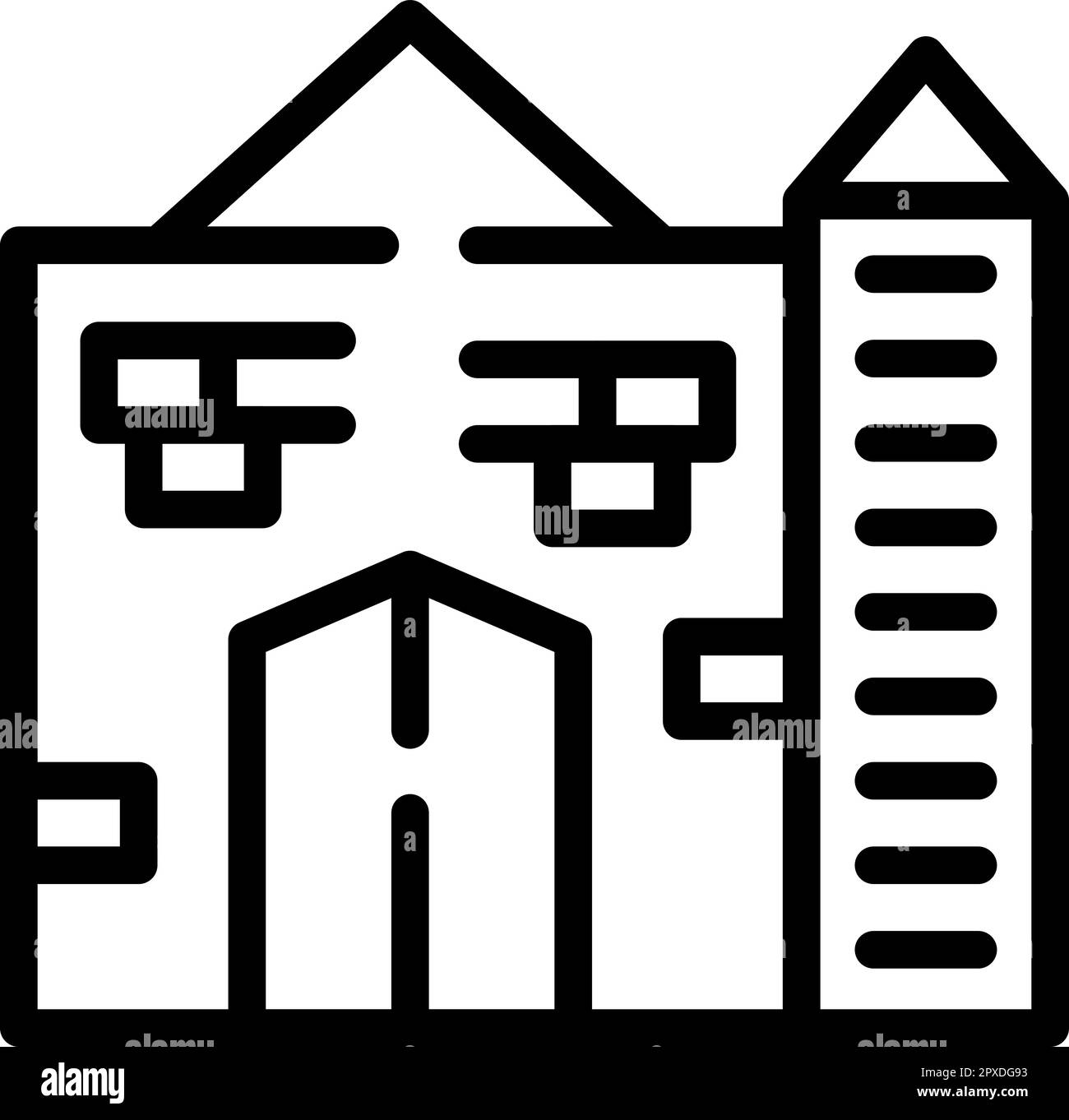 Icona fortezza vettore di contorno. Mappa della Polonia. Città d'arte Illustrazione Vettoriale