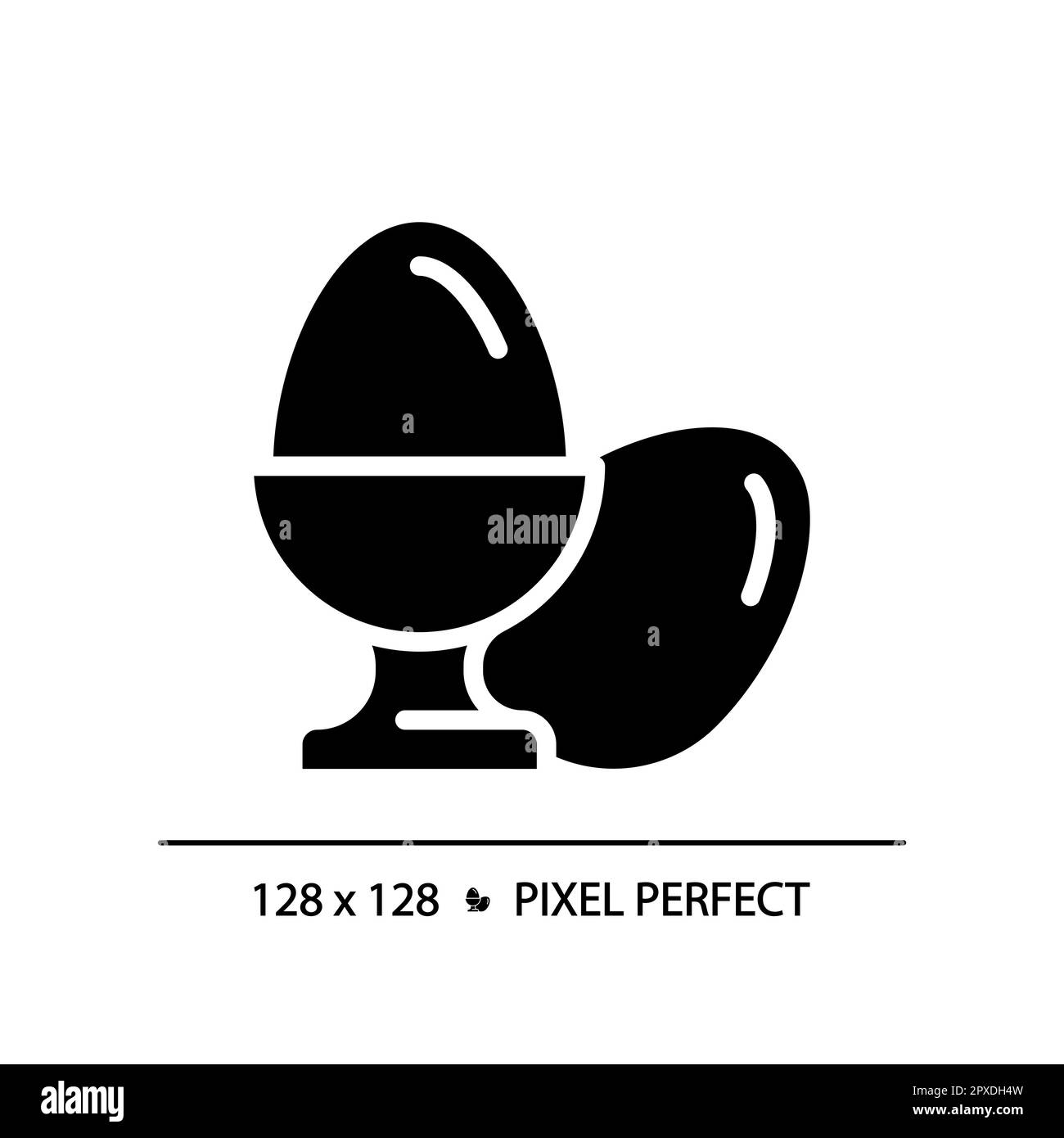 Icona glyph nero perfetto pixel uova Illustrazione Vettoriale