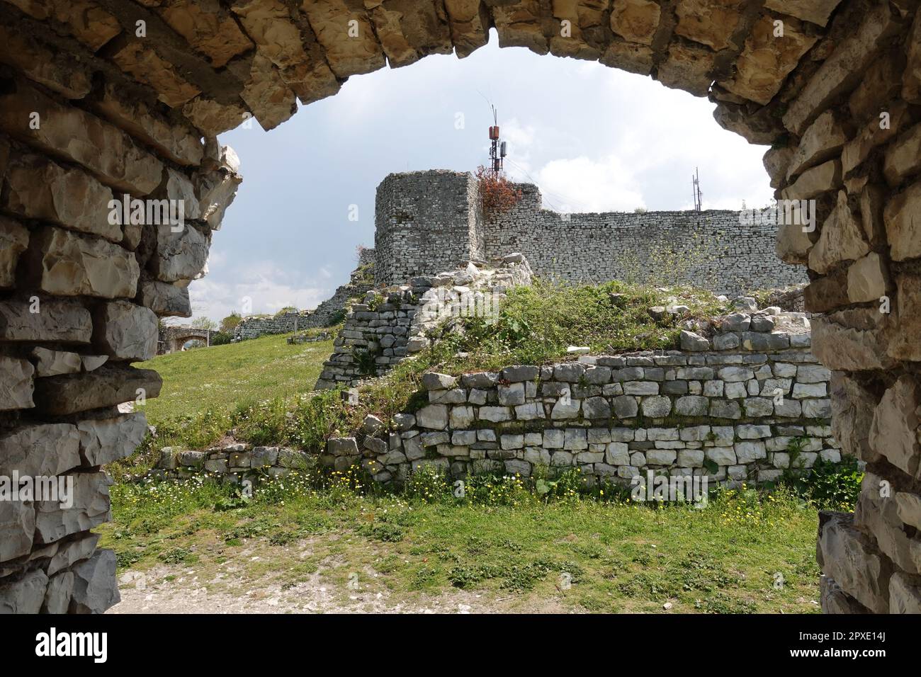 Rovine del castello di Berat, Albania Foto Stock