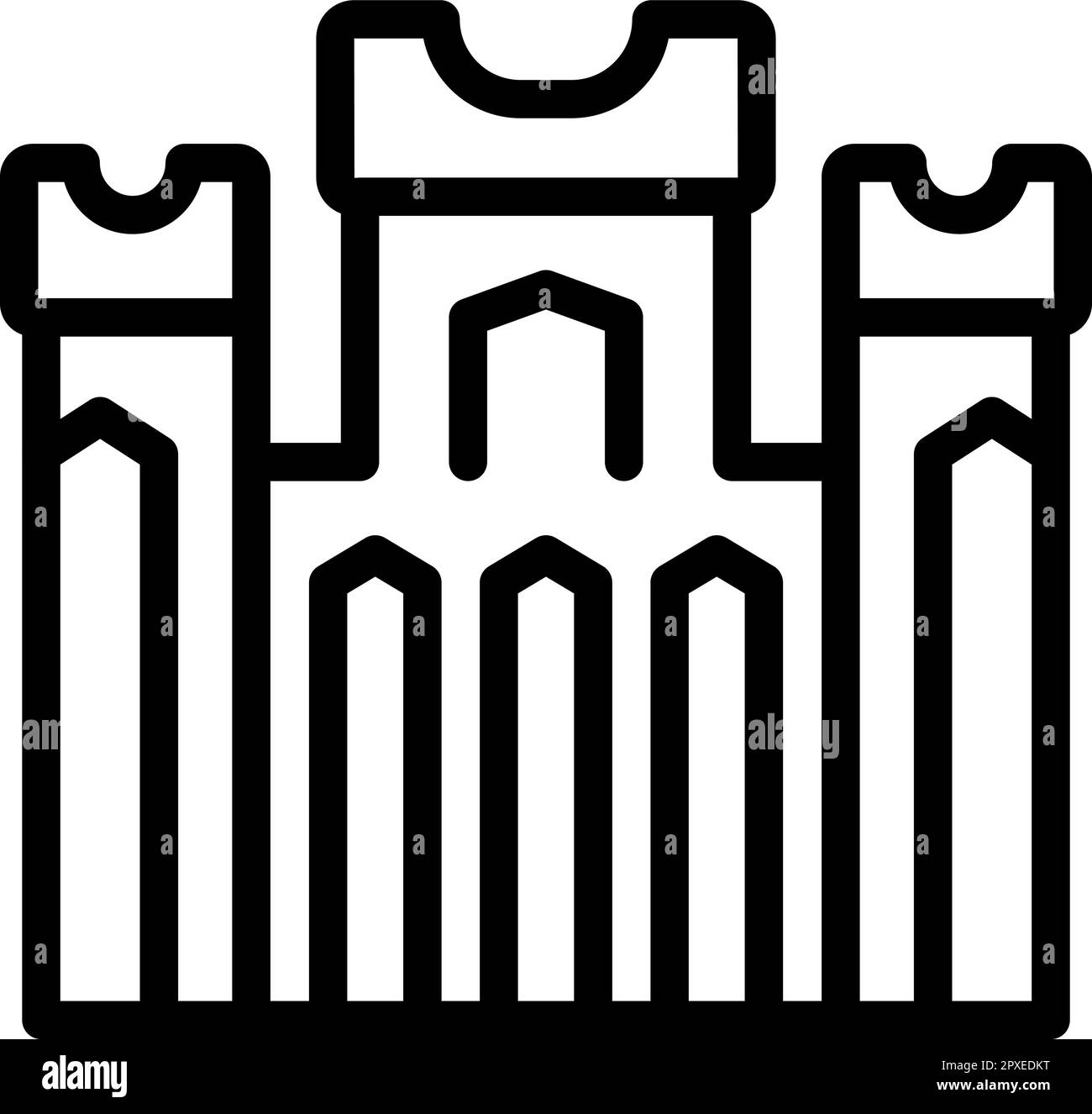 Città castello icona contorno vettore. Mappa della Polonia. Viaggio a cracovia Illustrazione Vettoriale