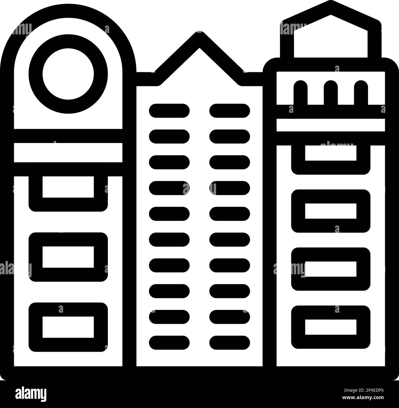 Architettura polacca icona vettore di contorno. Europa polonia. Mappa di viaggio Illustrazione Vettoriale