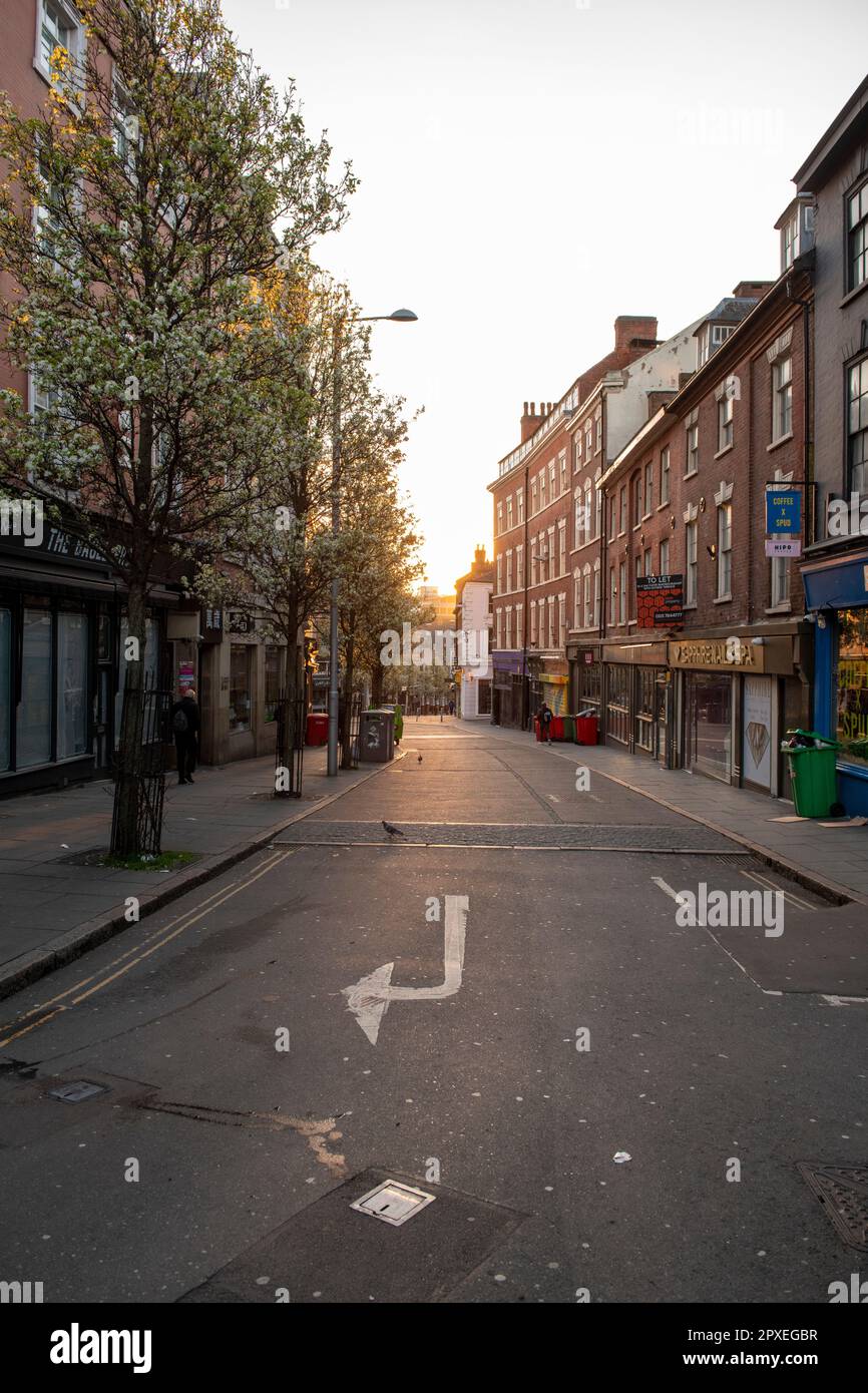 Luce mattutina a Hockley a Nottingham City, Nottinghamshire Inghilterra Regno Unito Foto Stock