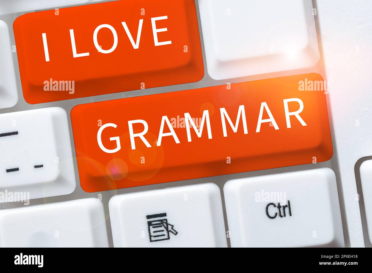 Didascalia di testo presentando i Love Grammar, Parola per atto di ammirazione del sistema e della struttura del linguaggio Foto Stock