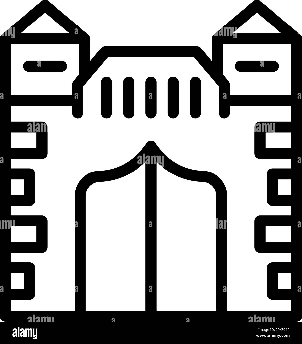 Icona città fortezza vettore di contorno. Polonia art. Paese forma Illustrazione Vettoriale