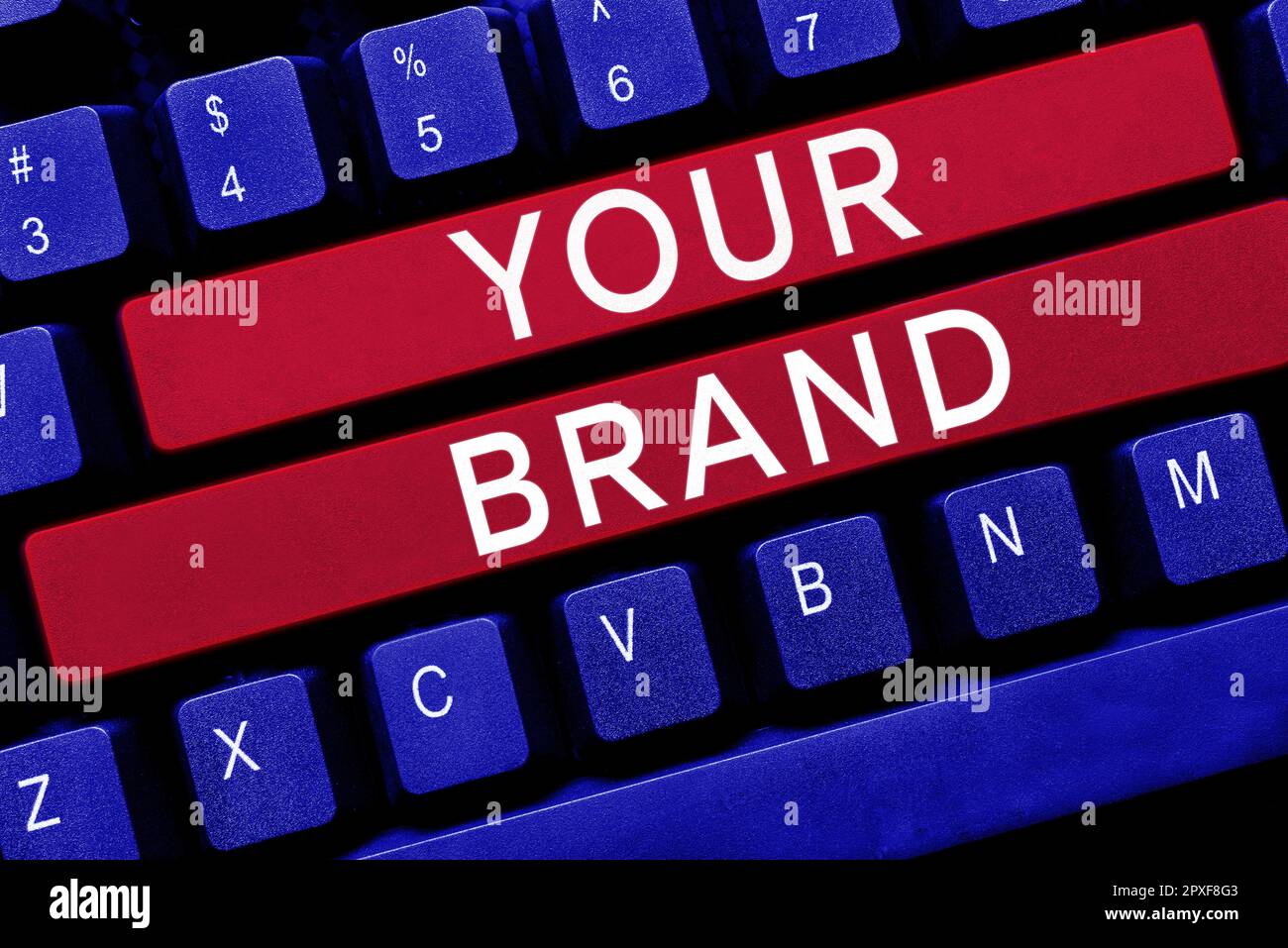 Scrittura a mano segno il vostro marchio, concetto che significa Un nome di qualsiasi tipo che è influenzato a qualcosa come marchio Foto Stock