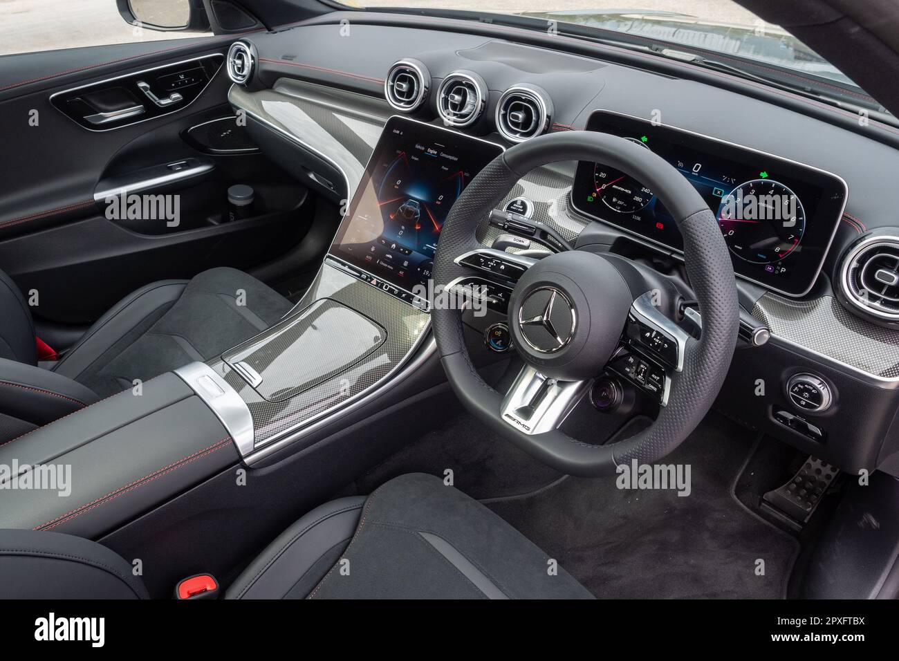 Hong Kong, Cina Jan 15 , 2023 : Mercedes-AMG C43 2023 Interior Jan 15 , 2023 a Hong Kong. Foto Stock