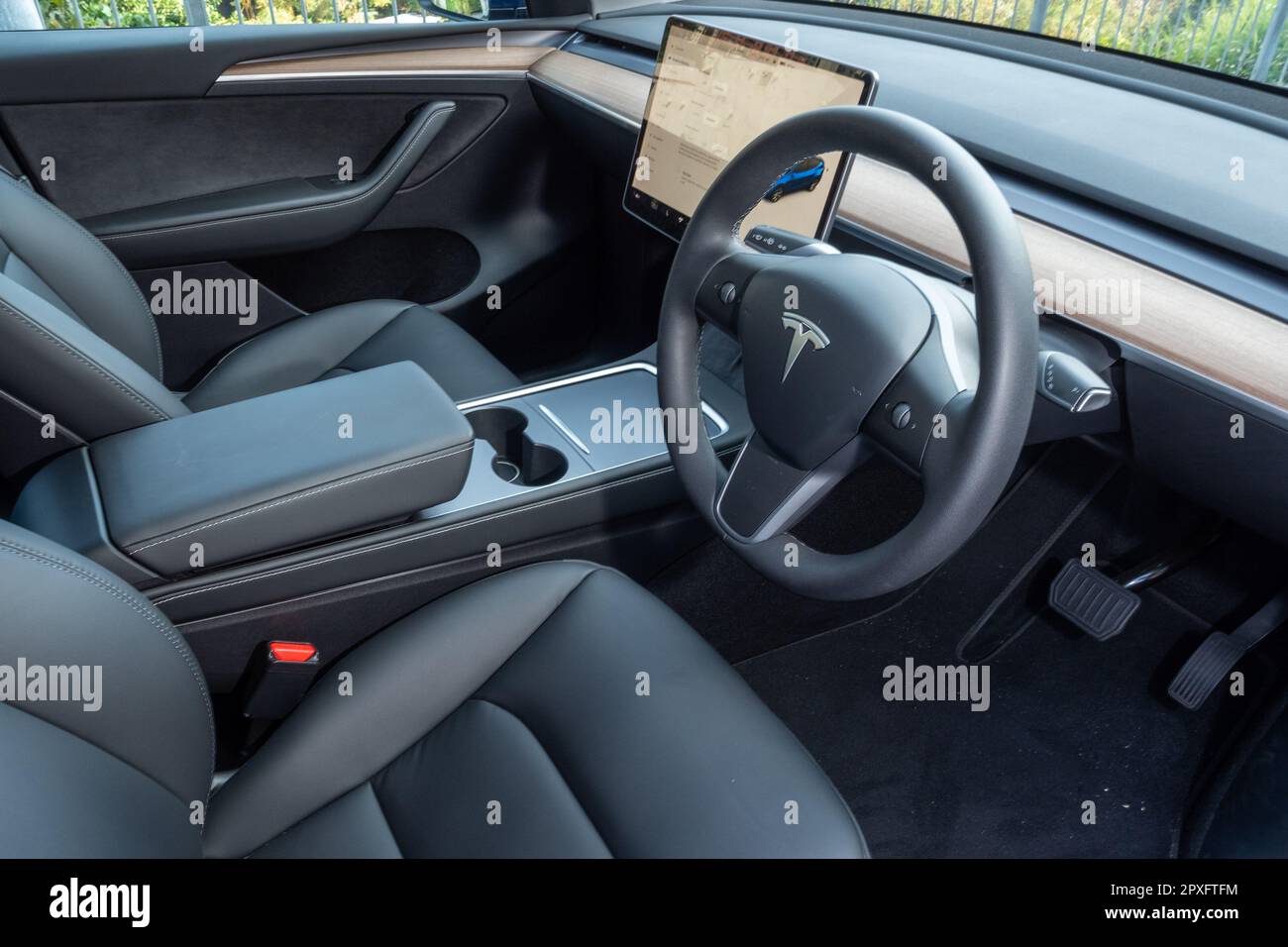 Hong Kong, Cina Feb 15 , 2023 : Tesla Model Y 2023 Interior Feb 15 , 2023 a Hong Kong. Foto Stock