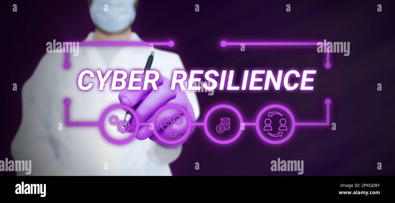 Didascalia concettuale Cyber Resilience, panoramica aziendale misura la capacità di un'azienda di gestire un attacco informatico Foto Stock