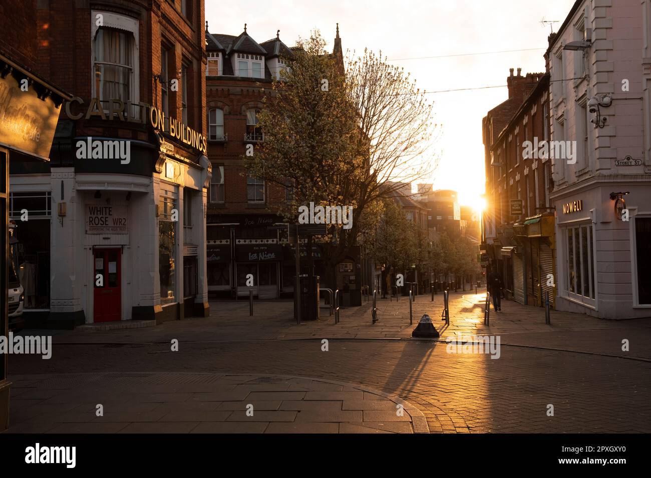 Luce mattutina a Hockley a Nottingham City, Nottinghamshire Inghilterra Regno Unito Foto Stock