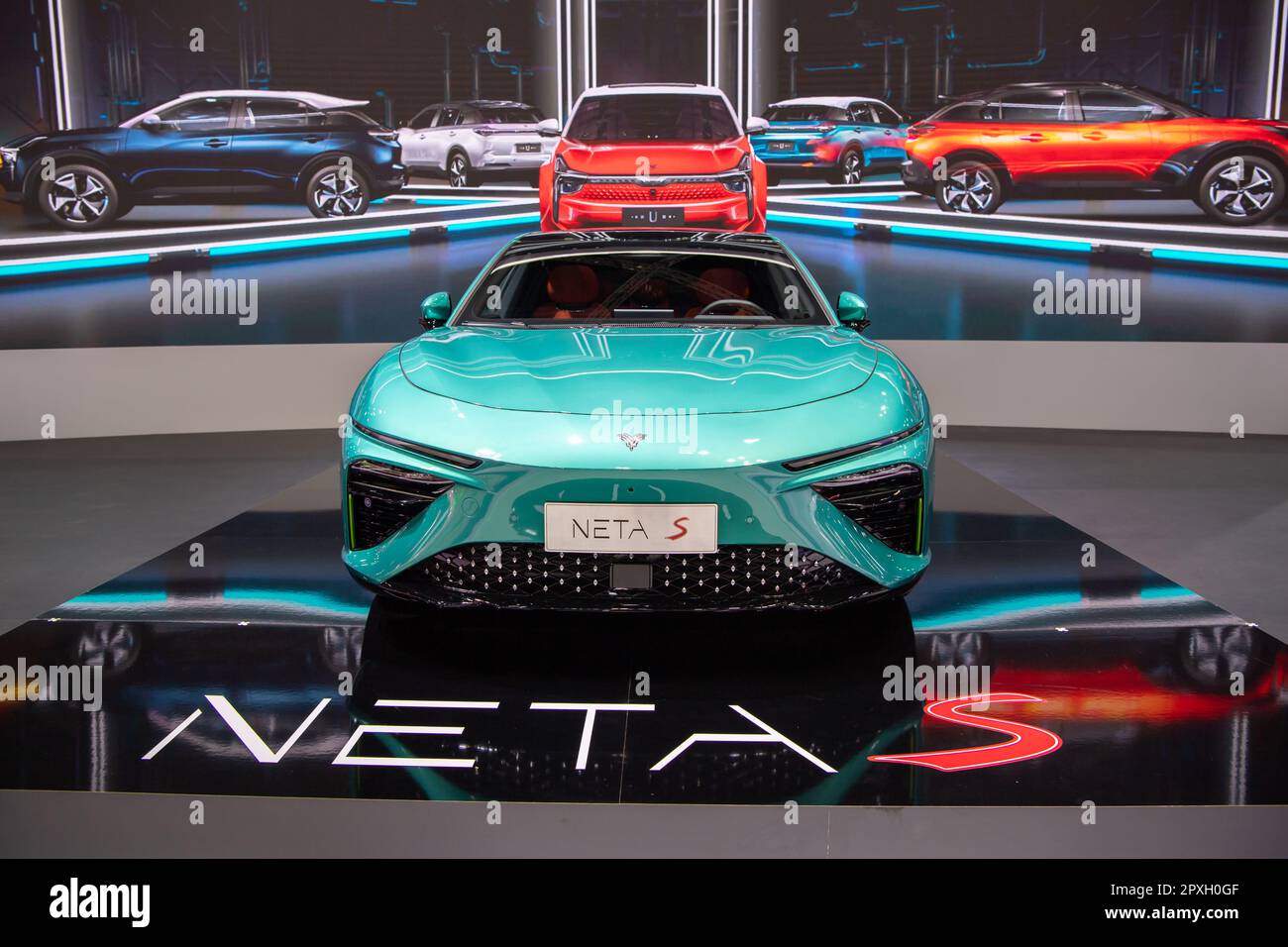NETA S Special Version in mostra al Salone Internazionale dell'Auto di Bangkok 2023 il 21 marzo 2023 a Nonthaburi, Thailandia. Foto Stock