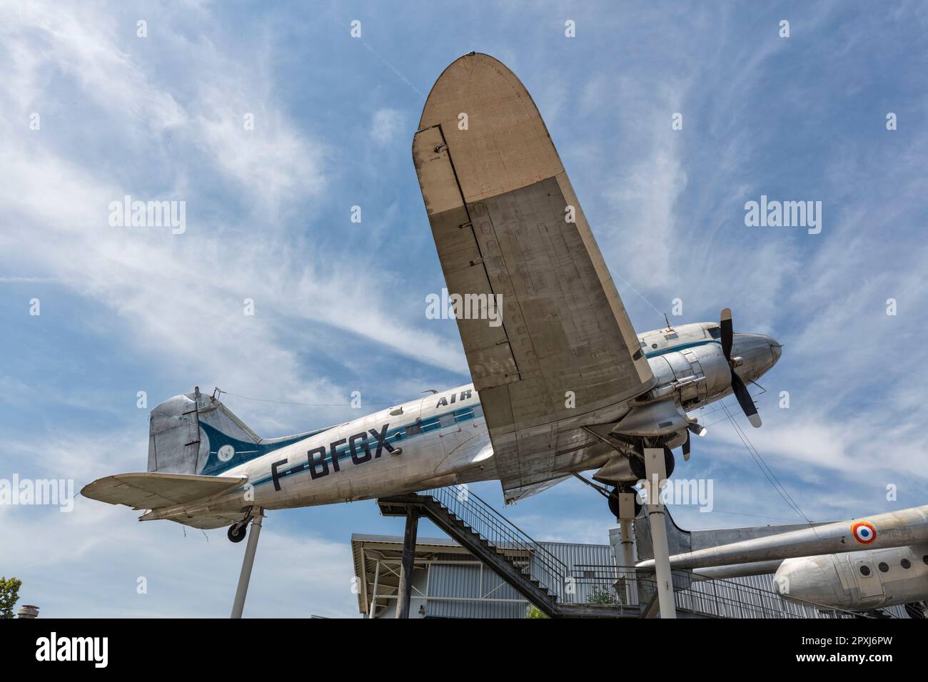 Ingresso al Technik Museum Speyer - museo tecnico con Air Inter Douglas DC-3. Speyer, Germania. Foto Stock