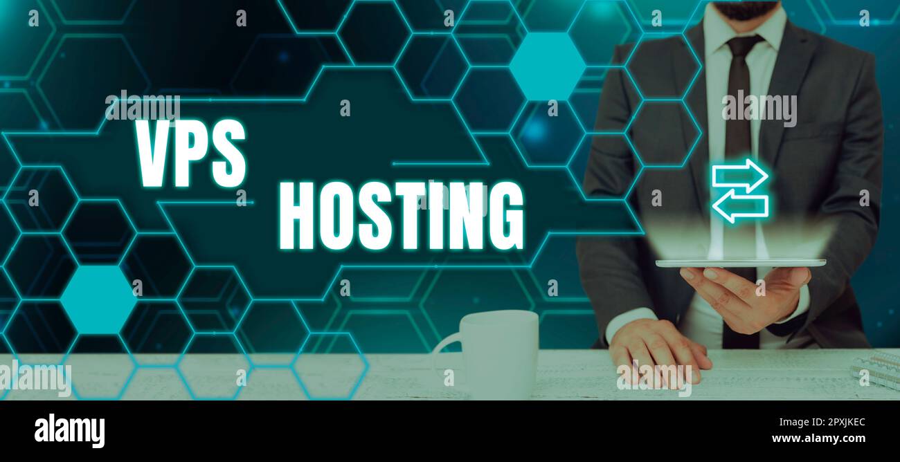 Testo che mostra ispirazione VPS Hosting, Word for mima un server dedicato all'interno di un ambiente di hosting condiviso Foto Stock