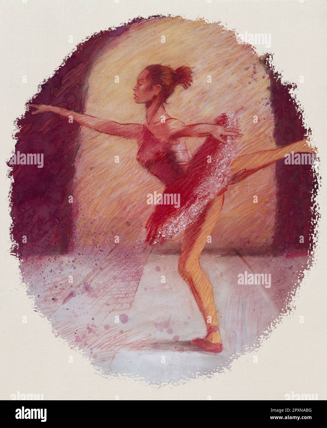 Grafica. Disegno gesso di Ballerina. Foto Stock
