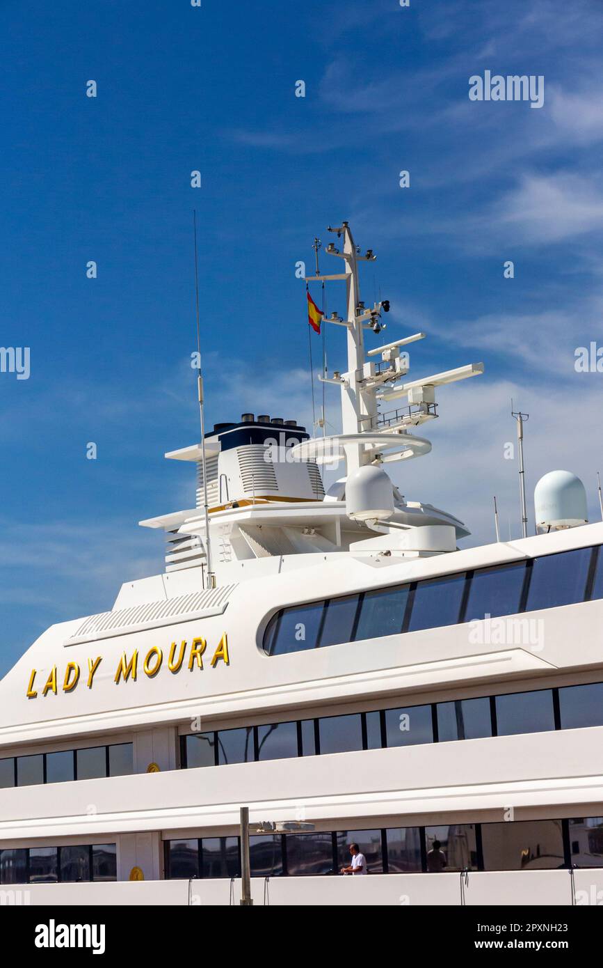 Superyacht Lady Moura costruito nel 1990 e progettato da Luigi Sturchio di Diana Yacht Design. Foto Stock