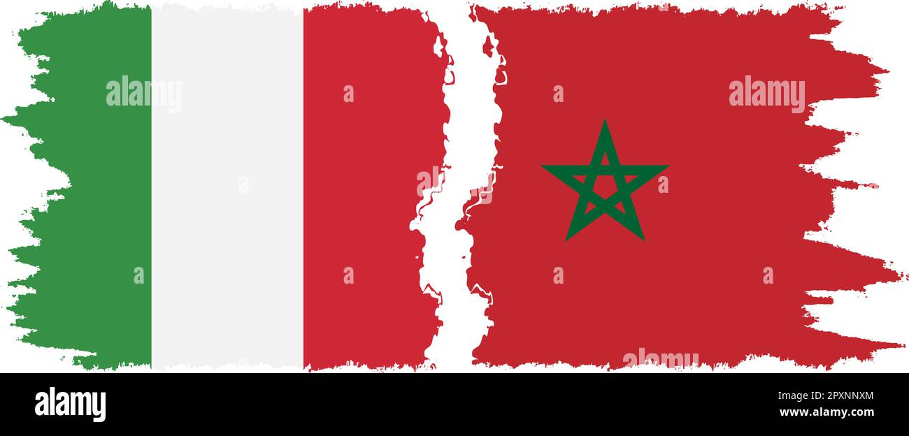 Marocco e Italia bandiere grunge connessione, vettore Illustrazione Vettoriale
