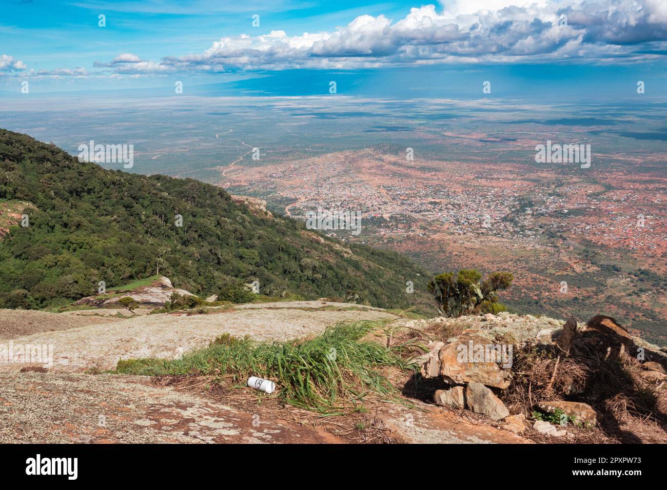 Veduta aerea della città di Namanga in Kenya Foto Stock