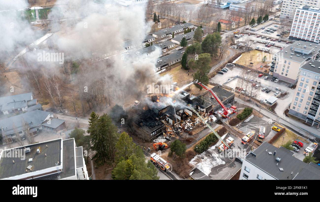 Casa in fiamme Foto Stock