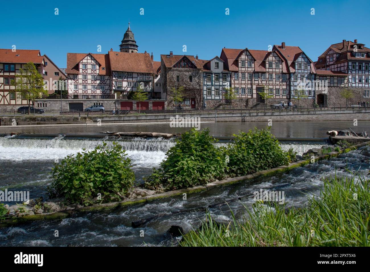 Hannover Münden Fachwerk und Fulda Foto Stock