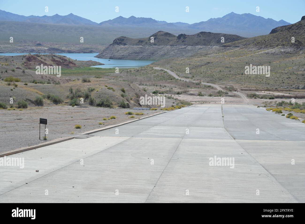 Condizioni di siccità a Echo Bay al Lago Mead in Nevada. Foto Stock