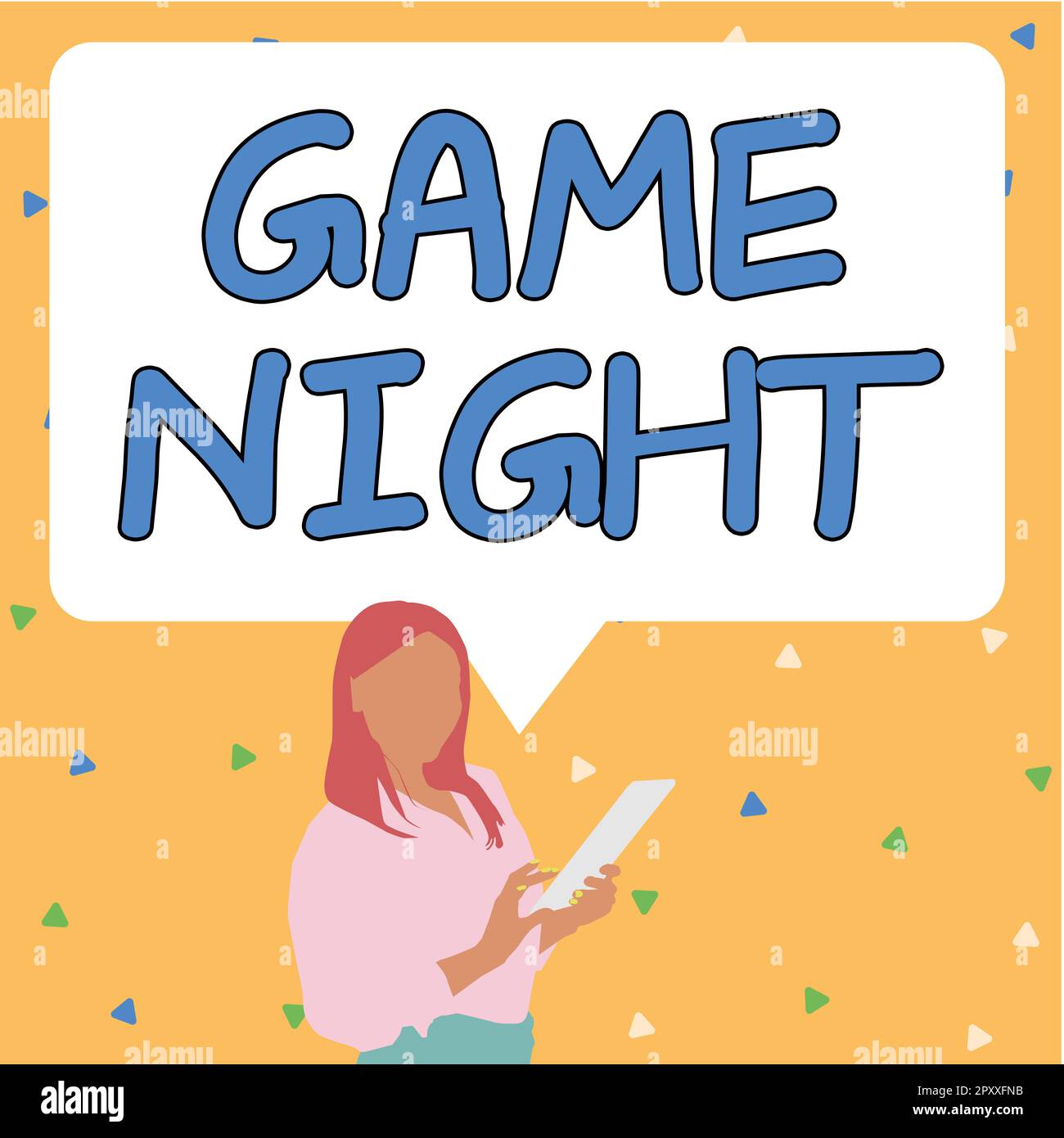 Scrittura a mano testo Game Night, evento di concetto Internet in cui le persone si riuniscono allo scopo di ottenere posato Foto Stock