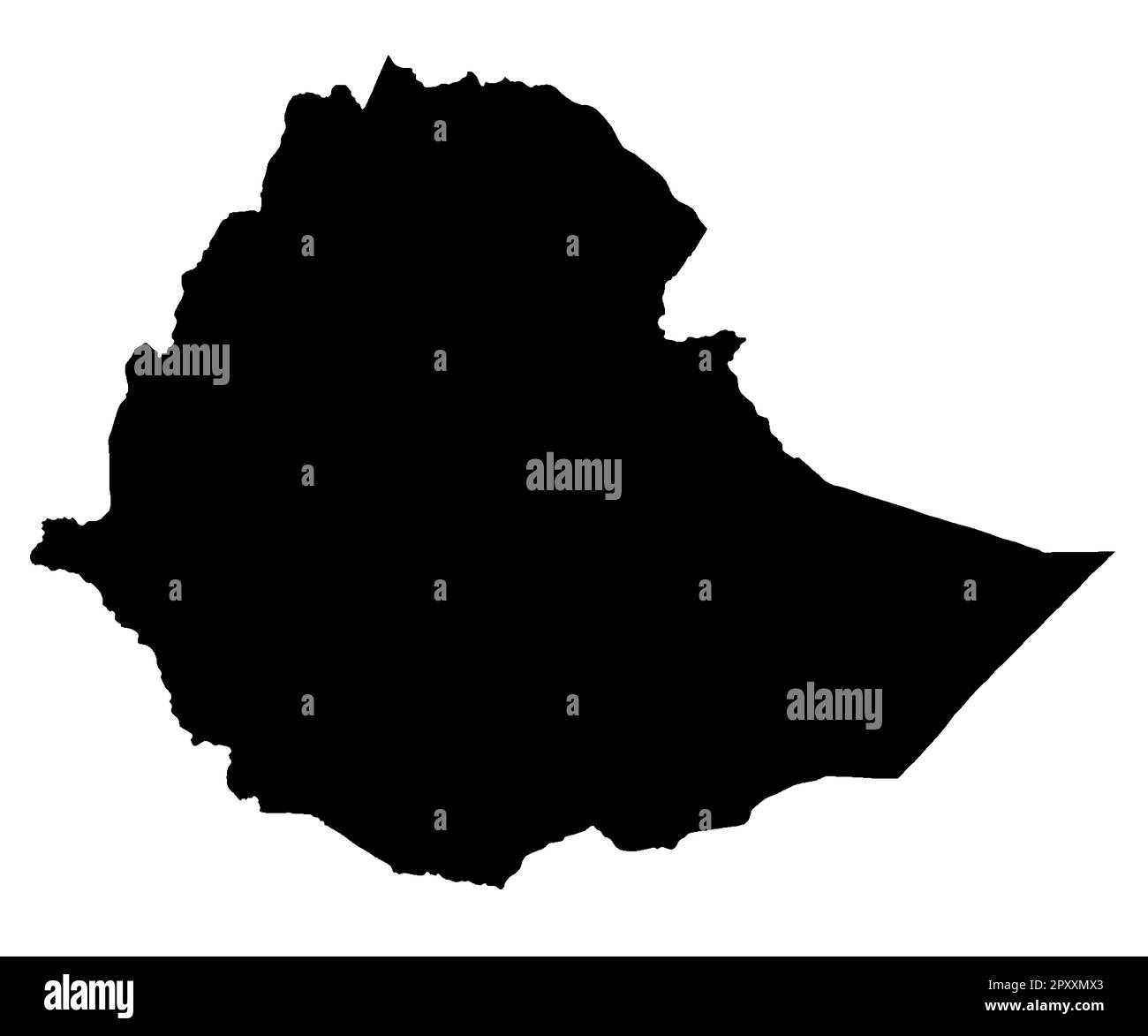 Etiopia contorno silhouette su sfondo bianco Foto Stock