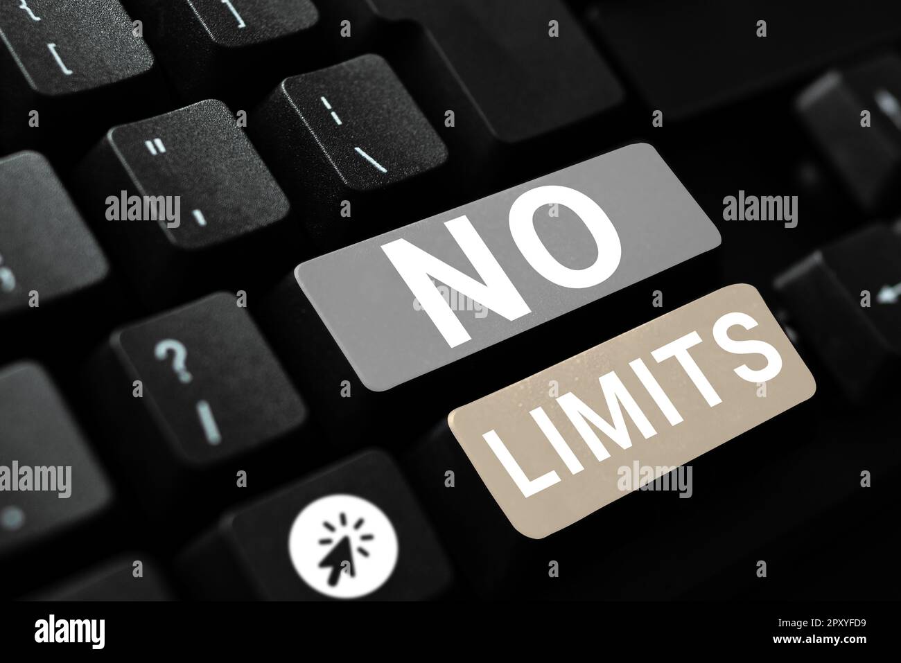 Didascalia concettuale Nessun limite, Word per fare tutto ciò che si potrebbe con le restrizioni e tenendo indietro Foto Stock