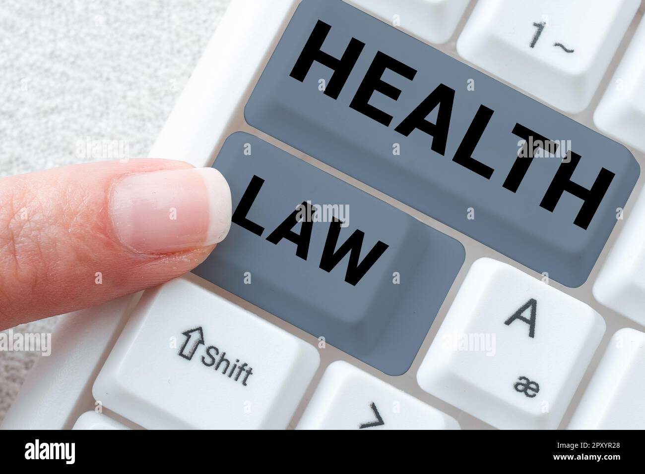 Segno che mostra la legge sulla salute, parola per legge per fornire le linee guida legali per la fornitura di assistenza sanitaria Foto Stock