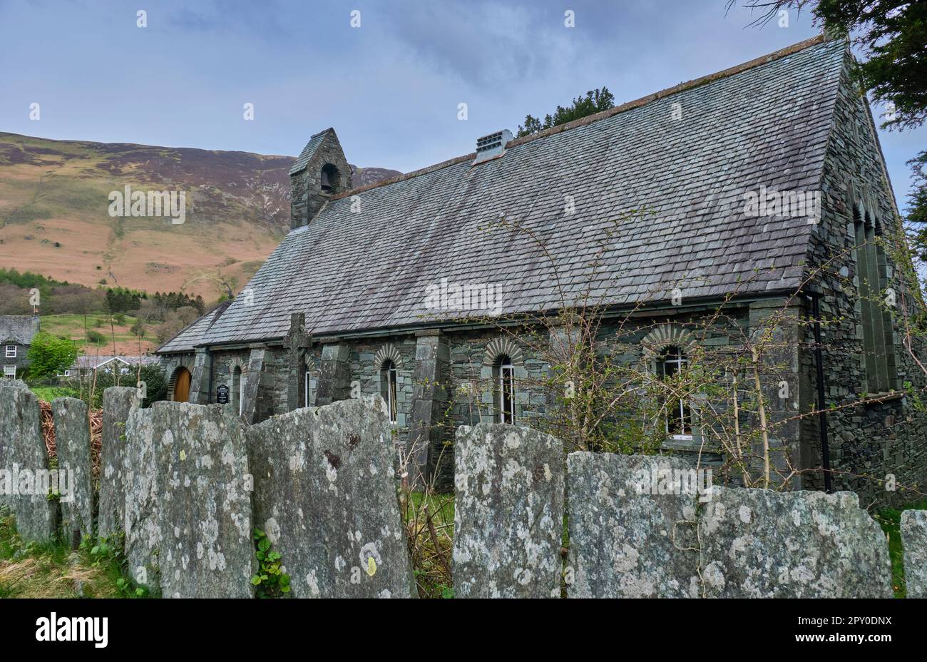 Chiesa della Santissima Trinità. Grange, Borrowdale, Lake District, Cumbria Foto Stock
