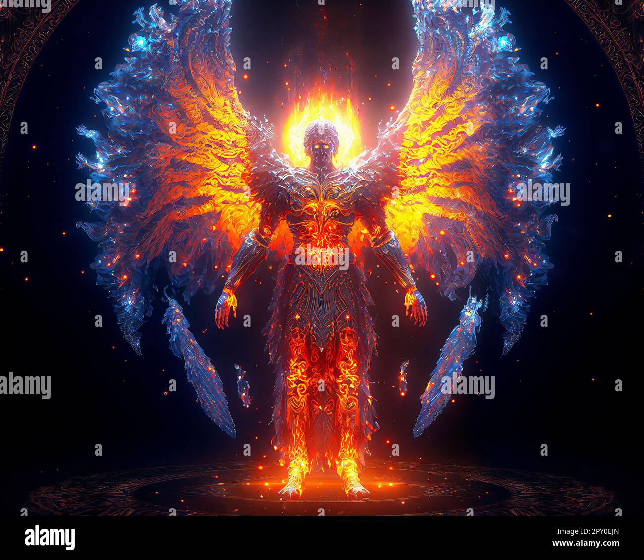 Potente Metatron Angelico, il più alto angelo e intermediario tra Dio e l'umanità Foto Stock