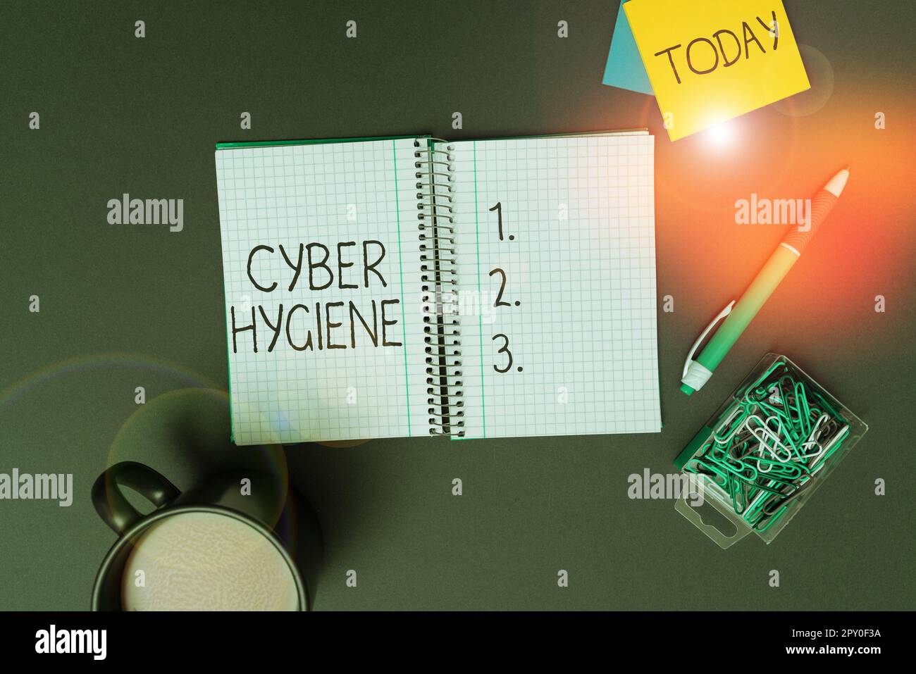 Mostra la scritta Cyber Hygiene, Word per le misure che gli utenti adottano per migliorare la loro sicurezza informatica Foto Stock