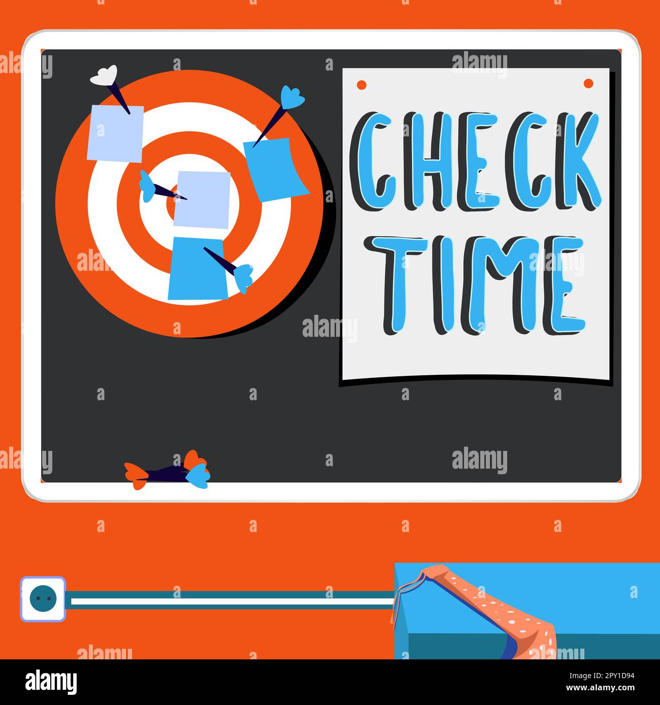 Scrittura visualizzazione del testo Check Time, Word scritto su istanza di controllo del tempo impiegato per coprire una distanza specifica Foto Stock
