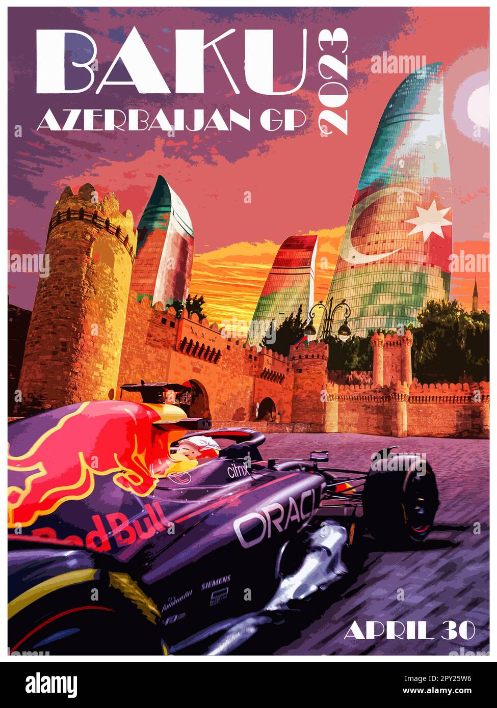 Poster del Gran Premio di Azerbaigian F1 2023 Foto Stock