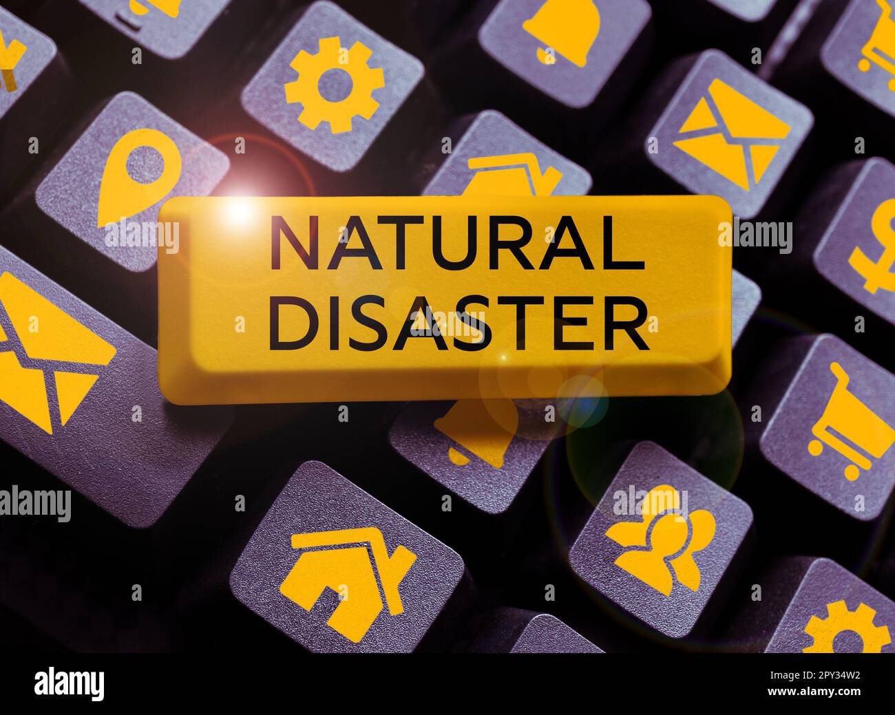 Didascalia di testo che presenta il disastro naturale, parola per accadere nel corso della natura e dalle cause naturali Foto Stock