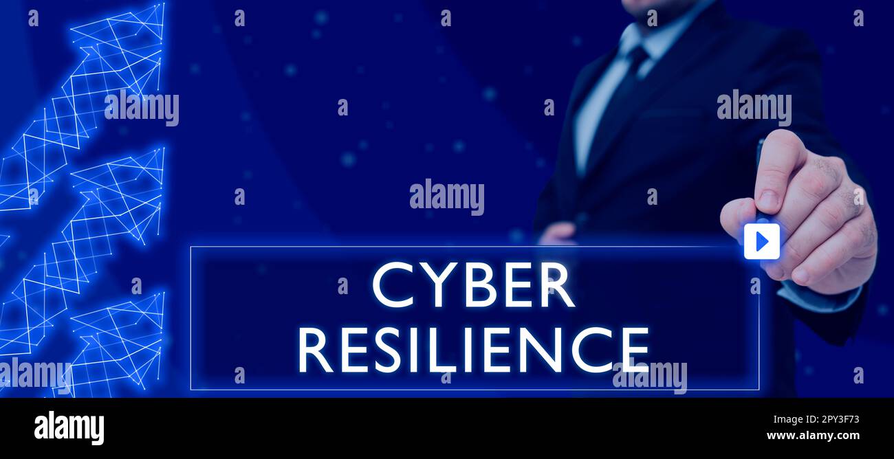 Ispirazione che mostra Sign Cyber Resilience, Word per valutare come un'azienda possa gestire un attacco informatico Foto Stock