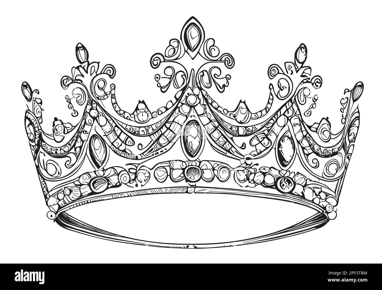 Tiara disegno disegnato a mano in un'illustrazione di stile doodle Immagine  e Vettoriale - Alamy