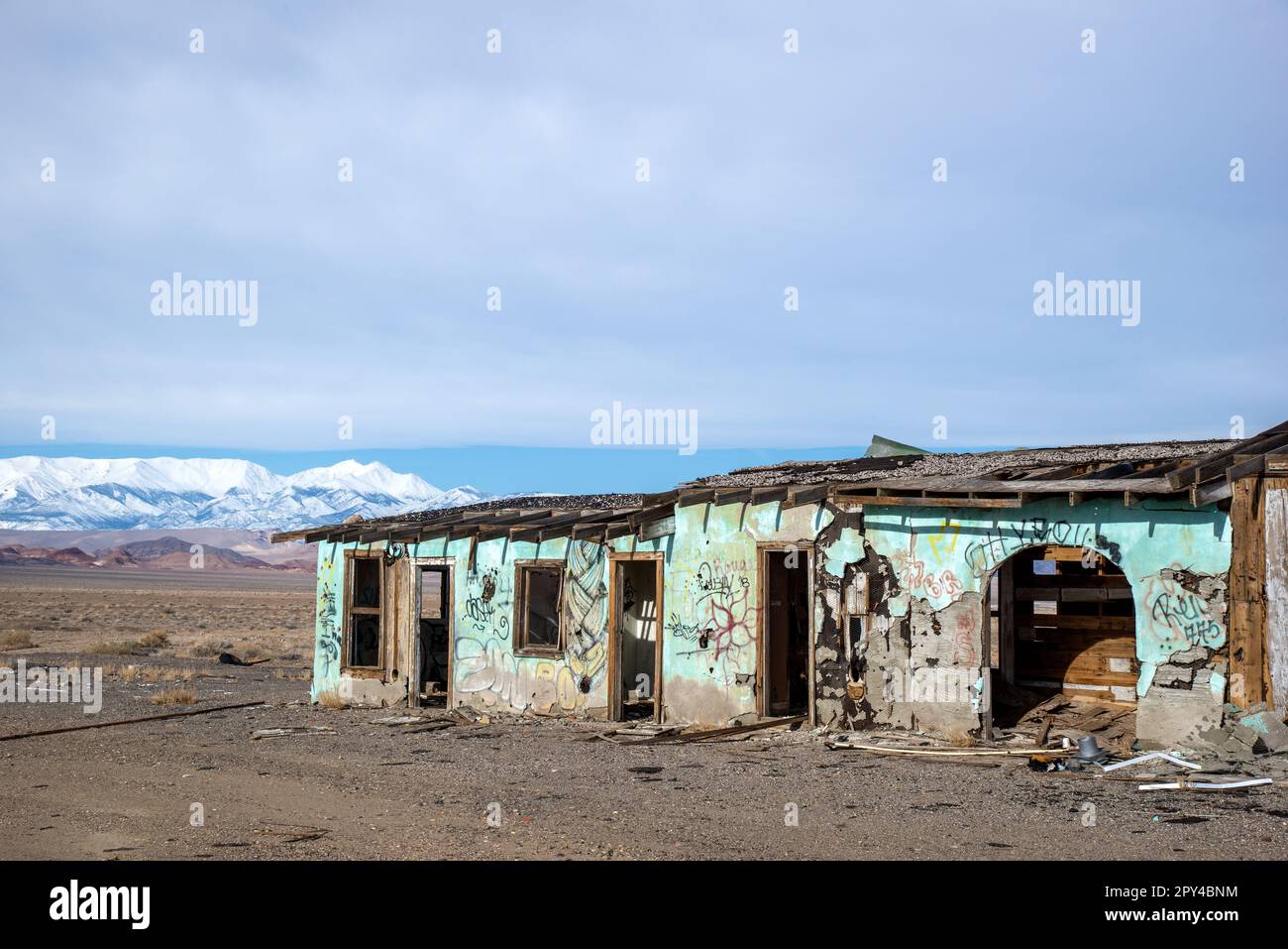 Città fantasma lungo l'autostrada 95 in Nevada. STATI UNITI Foto Stock