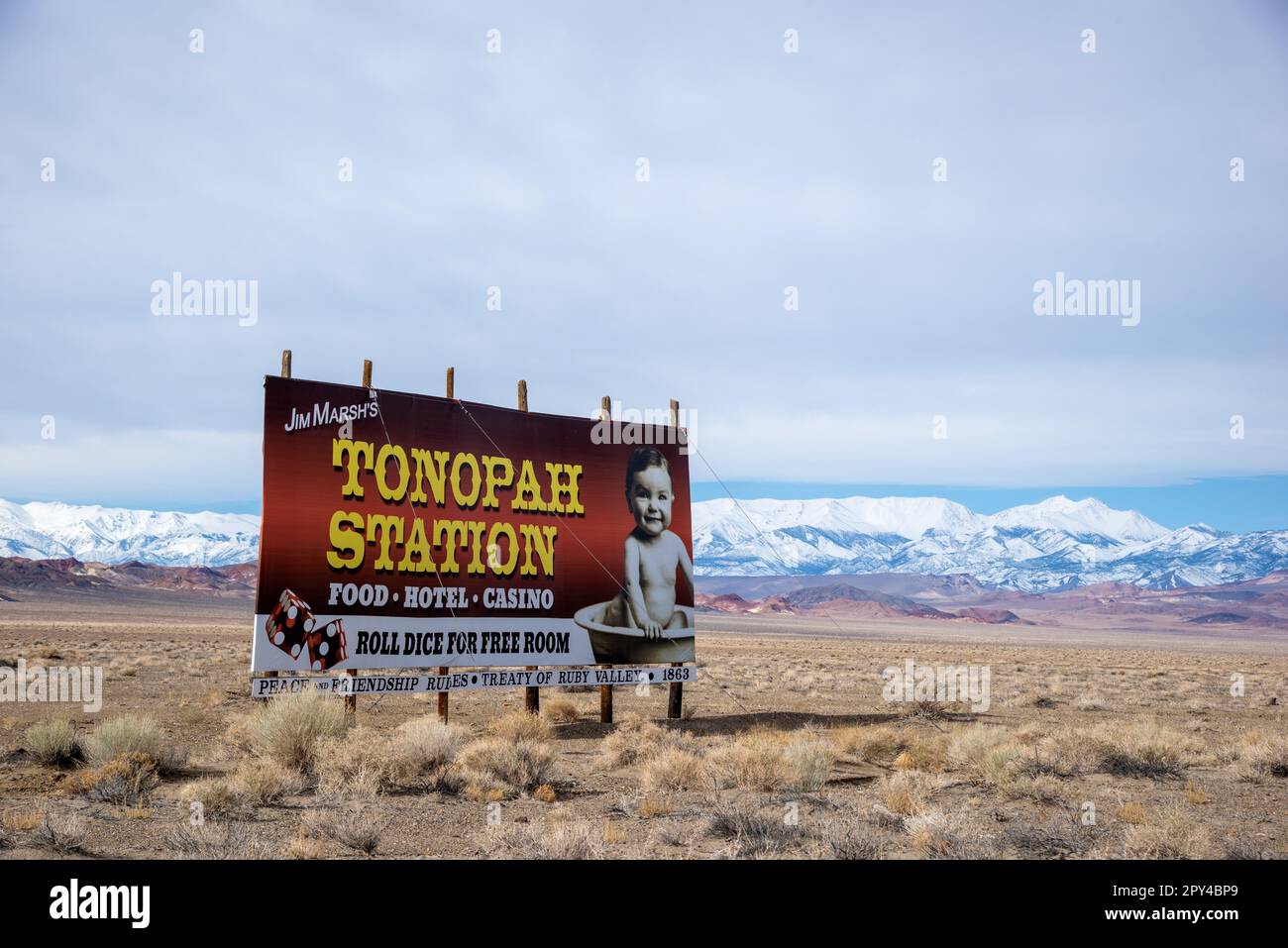 Bill board per la stazione di Tonopah a Tonopah, Nevada Foto Stock