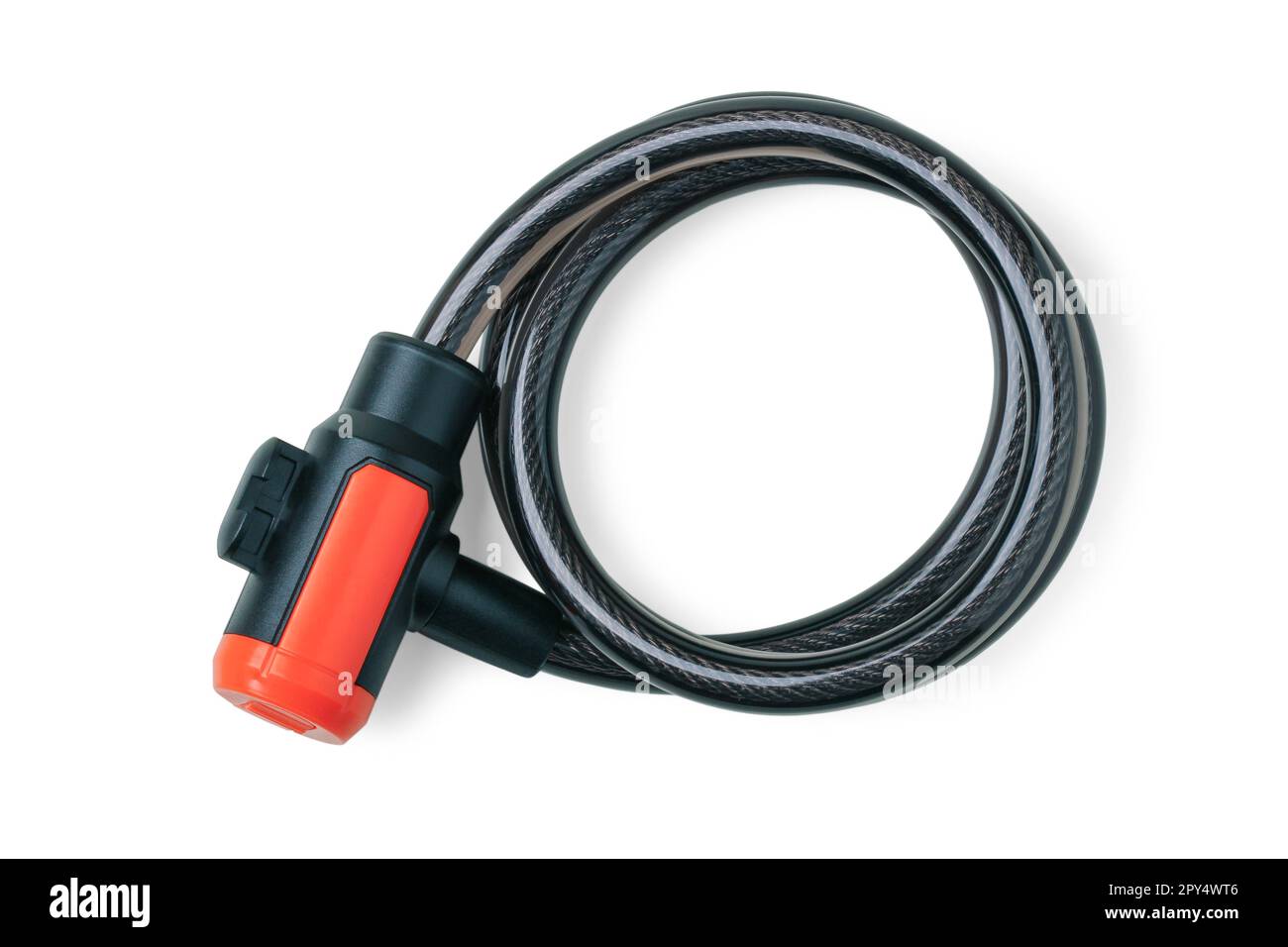 Lucchetto per bicicletta isolato su sfondo bianco Foto Stock