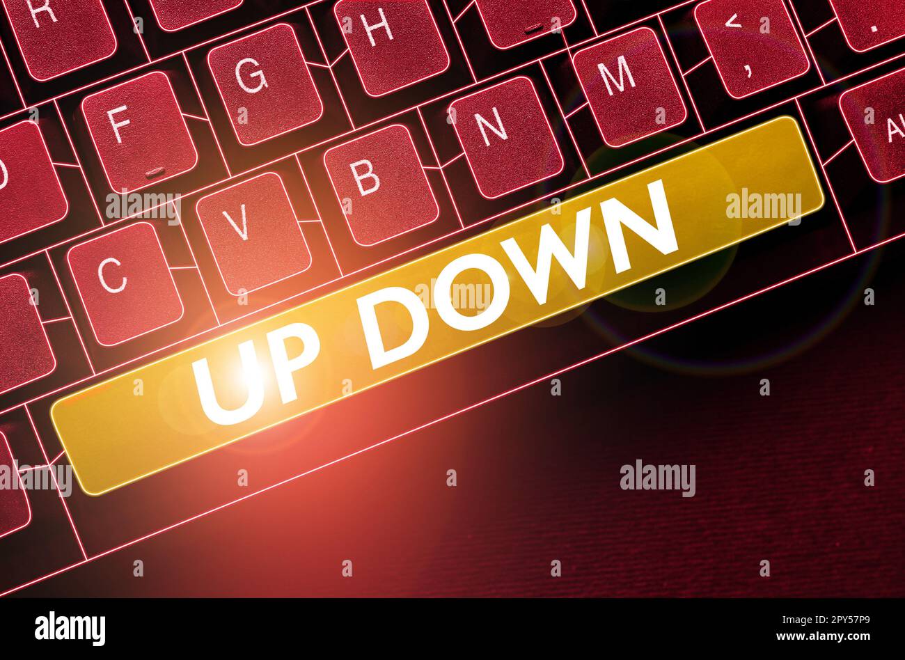 Segno visualizzato su Giù. Parola per guardare o per sentire up-down guardare o per sentirsi assolutamente avvitato Foto Stock