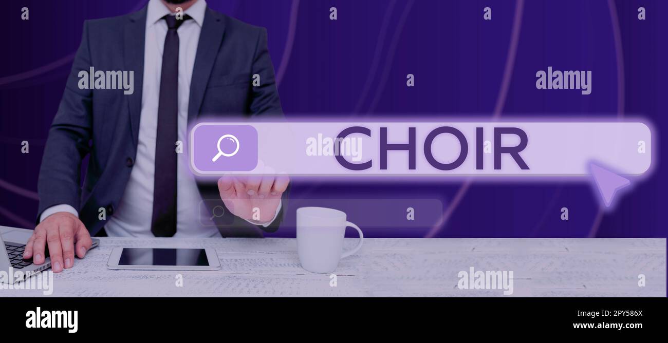 Cartello che mostra il coro. Internet Concept un gruppo organizzato per cantare ensemble Foto Stock