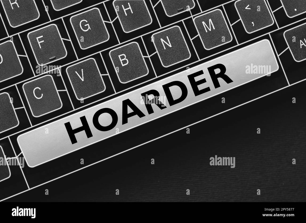 Scrittura visualizzazione testo Hoarder. Concetto del Internet una persona che accumula quello per conservazione, uso futuro Foto Stock