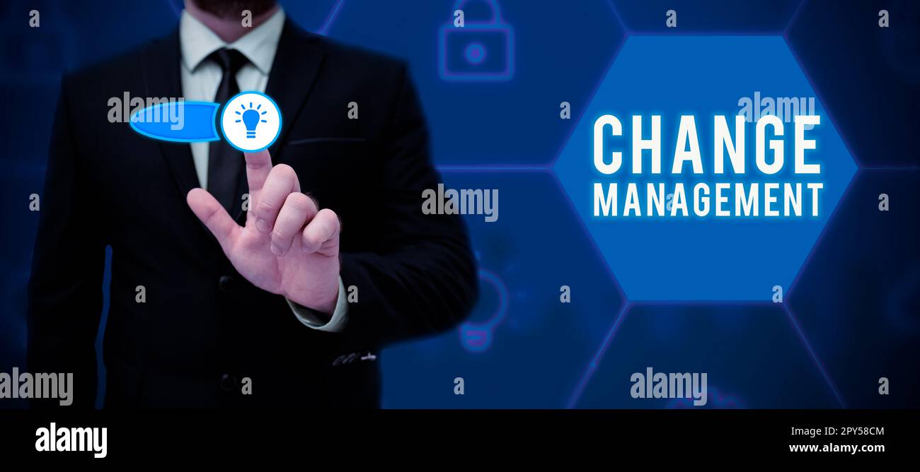 Gestione delle modifiche di visualizzazione concettuale. Foto concettuale Sostituzione della leadership in un'organizzazione nuove politiche Foto Stock