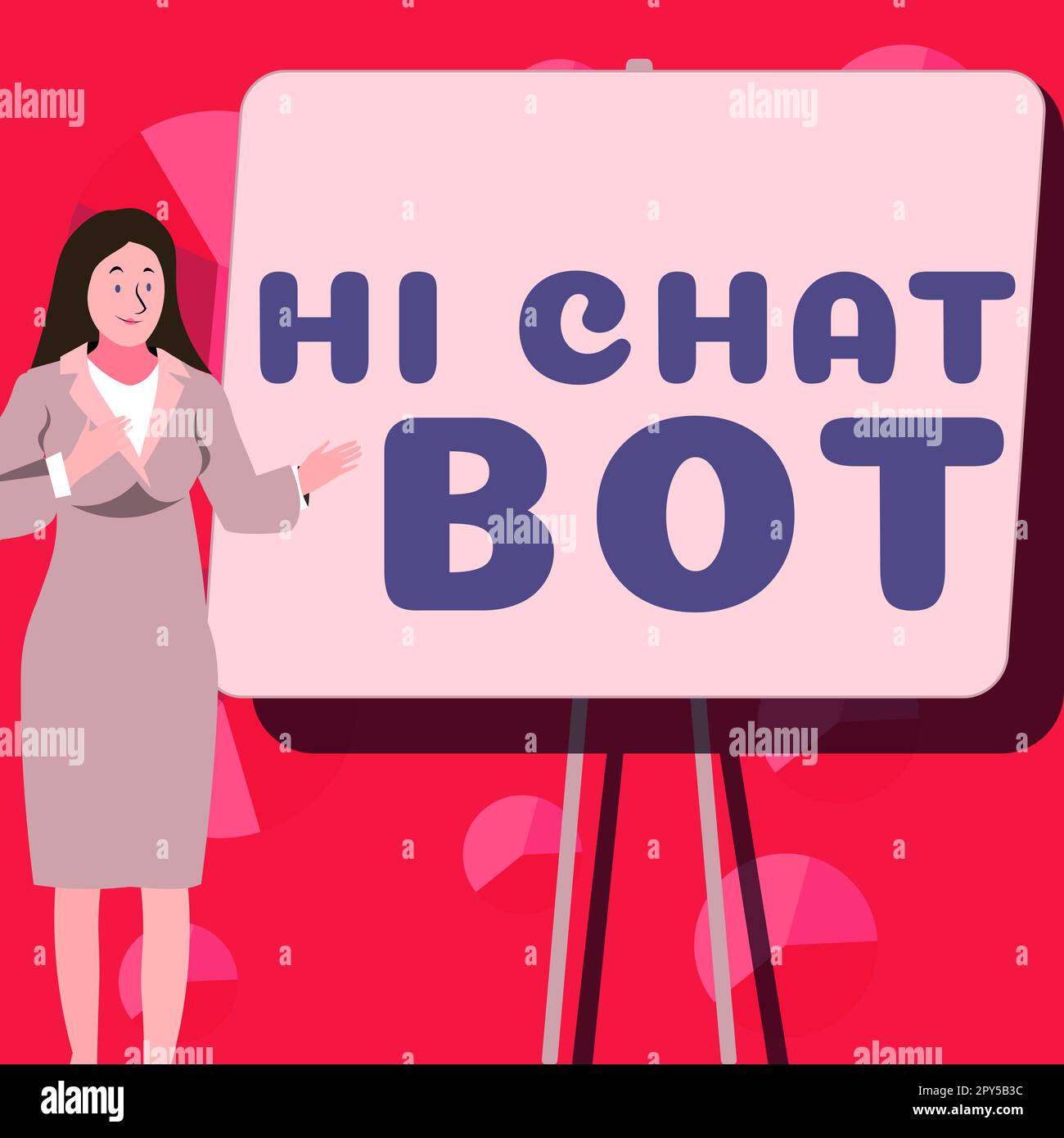 Segno di scrittura della mano Ciao Bot di chiacchierata. Foto concettuale saluto alla macchina robotica che risponde a un messaggio inviato Foto Stock